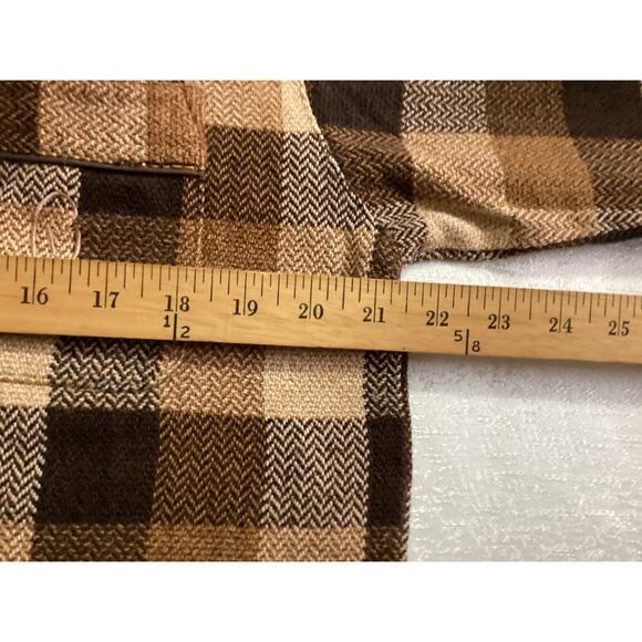 Gianni Valentino cotton flannel plaid button down size L Brown made in Italy - Picture 7 of 8